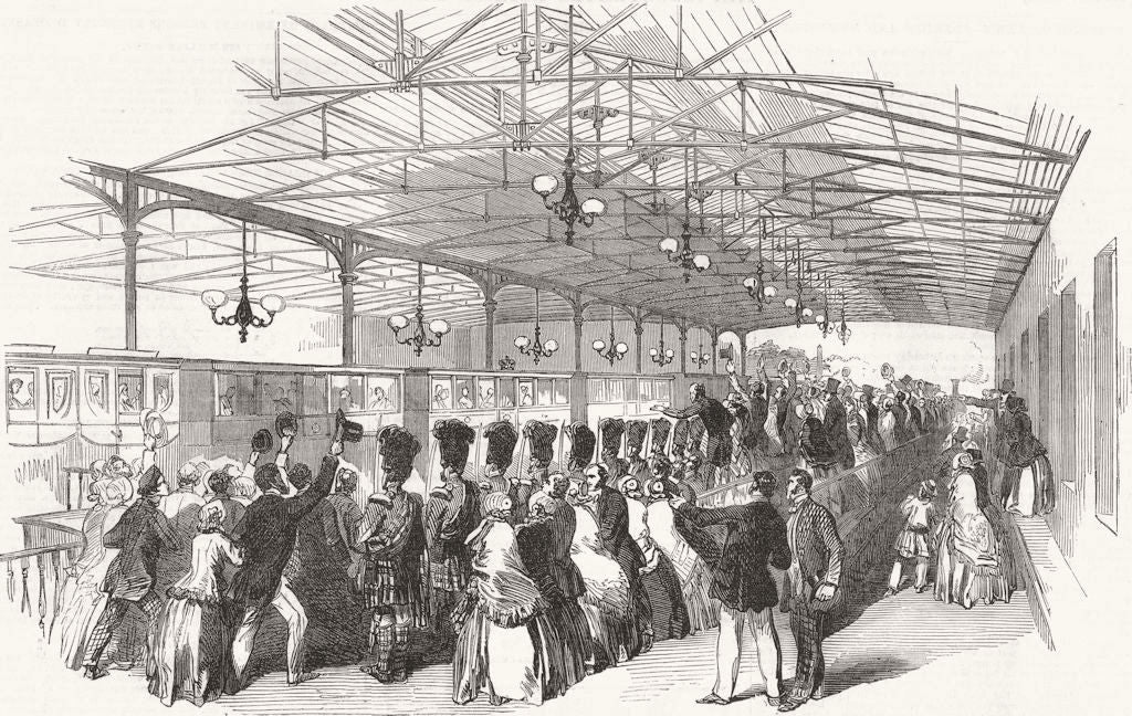 SCOTLAND. Departure of Queen from Perth 1851 old antique vintage print picture